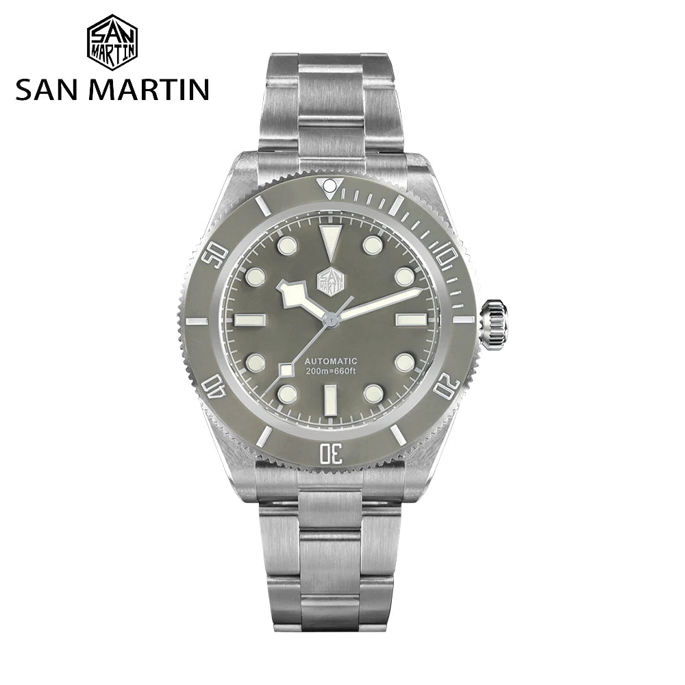 San Martin 40mm Vintage Diver Luxury Men Wristwatch Brand Classic BB58 PT5000 Automatic Mechanical Watches Sapphire 20Bar SN0008