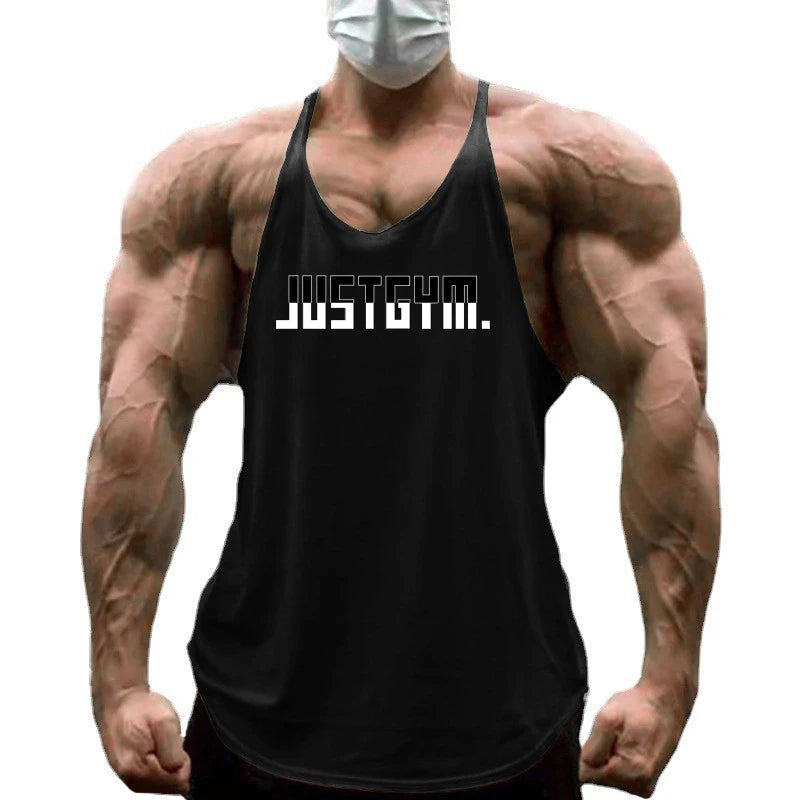 Men's Summer Running Vest Poure Cotton Sleeveless Shirt Loose Fitness Stringer Gym Workout Sports Apparel  Breathable Tank Tops