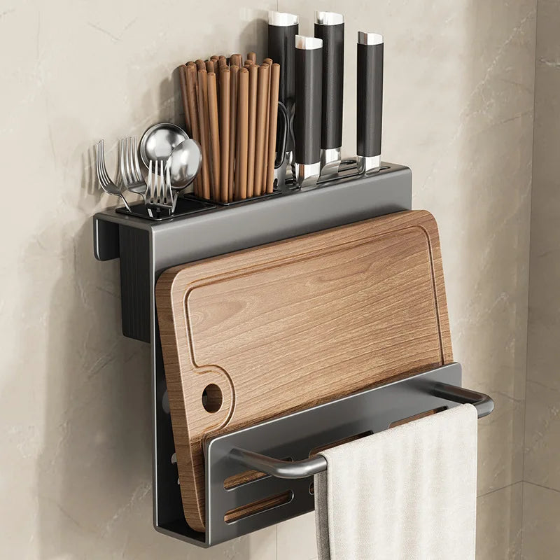 Kitchen Knife Holder, Tableware Storage Rack, Multifunctional Wall Mounted Kitchen Tool Storage Rack
