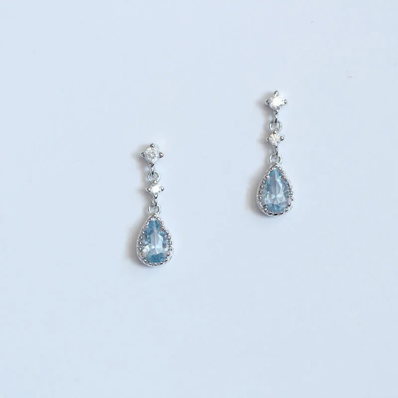 925 Silver Needle Water Drop Flower Crystal Earrings Shiny Silver Color Beautiful Mini Earrings Jewelry Gifts