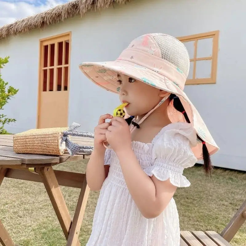 New Summer Children's Cartoon Cute Quick-drying Hat Boys Kids Outdoor Breathable Mesh Sun Hats Baby Outing Sunscreen Sun Cap