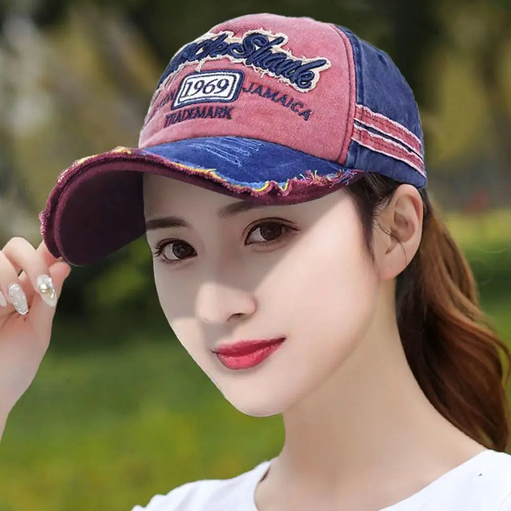 Outdoor Sports WASHED DENIM Adjustable Sunscreen Hats Baseball Hats Distressed Faded Cap Embroidery Baseball Caps