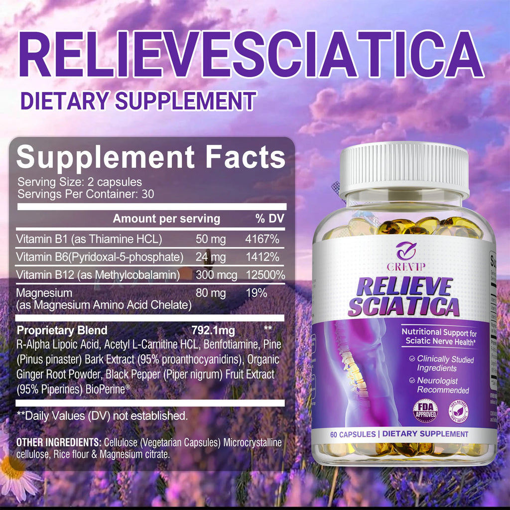 Sciatic Nerve Relief - Alpha Lipoic Acid - Promotes Sciatic Nerve Comfort & Relieves Nerve Pain - 60 Capsules