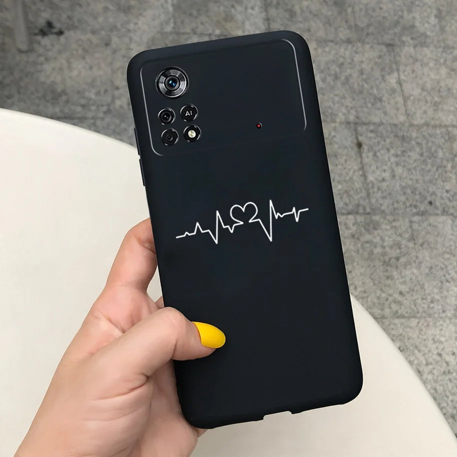 Cute Love Heart Phone Case For Xiaomi Poco X4 Pro 5G Cover Soft Silicone Matte Funda For Xiaomi Poco X4 M4 Pro 4G 5G Bumper 2022