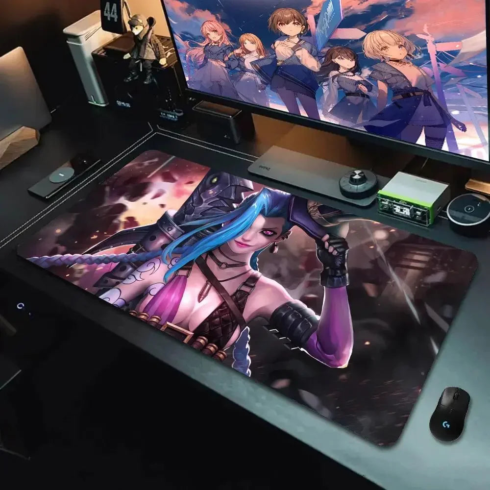 New Arrivals arcane J_Jinx Mouse Pad XXL Gaming Setup Accessories Desk Protecter Non-Slip Rubber lock Edge Desktop Extended Mat