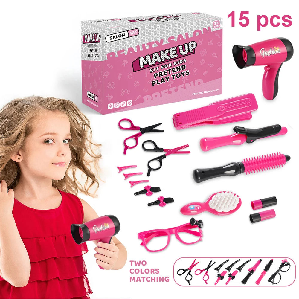 Girls' Play Hairdresser Kit with Accessories & Apron - Mixed Colors, No Plating