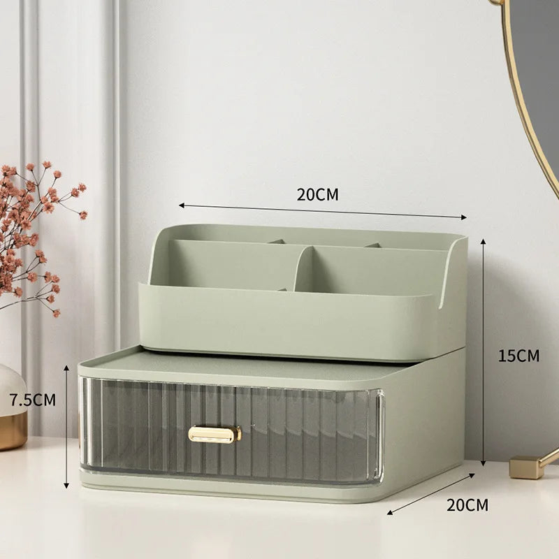 Luxury Makeup Organizer Cosmetic Storage Box Drawer Type Lipstick Skincare Makeup Brush Holder Desktop Make Up Container