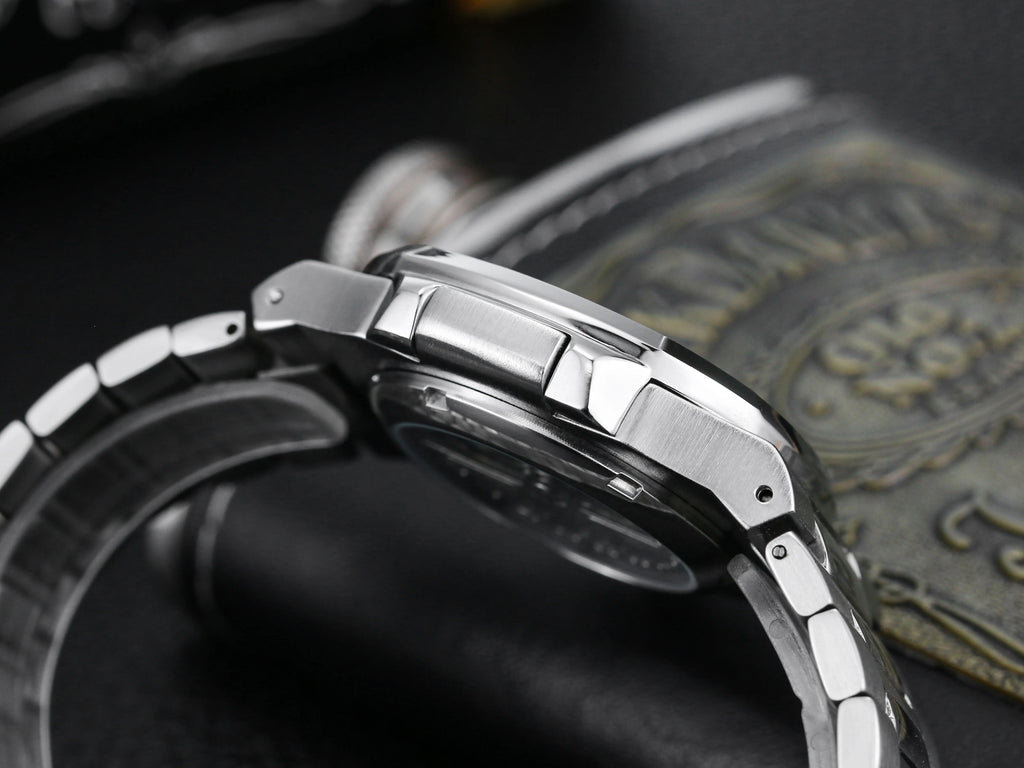Power Reserve Mechanical Men Wristwatch Skeleton Stainless Steel Powerful Automatic Watches Square Waterproof Hand Clock Gift