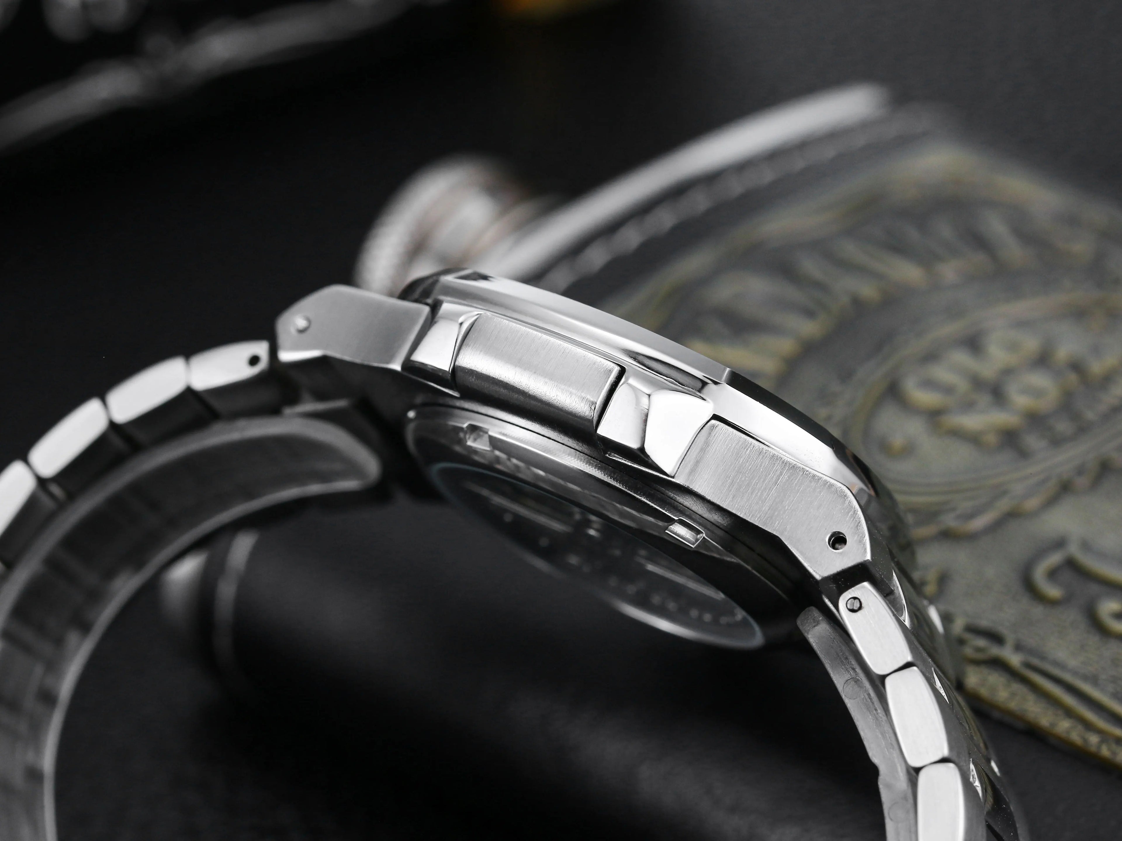 Power Reserve Mechanical Men Wristwatch Skeleton Stainless Steel Powerful Automatic Watches Square Waterproof Hand Clock Gift