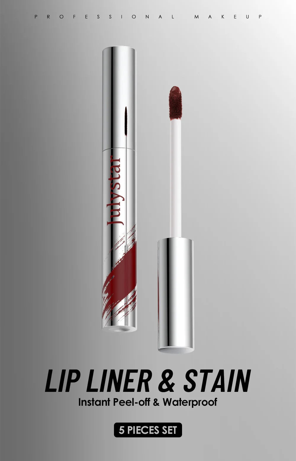 5pcs Peel Off Lip Liner Pen Set, Long-lasting Waterproof & Smudge-proof Peel Off Lip Liner Stain,Peel Off Lipstick Natural Lip
