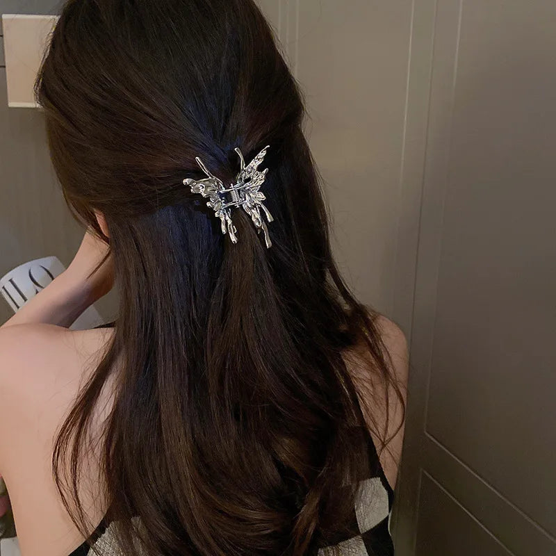 DREJEW Butterfly Hairbands for Women Rhinestone Crystal Long Tassel Chain Headband Simulated Pearl Headwear Hair Accessories