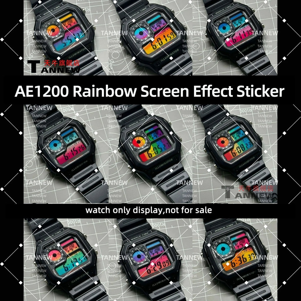 Color Display Film for Casio AE-1200 AE-1300, DIY Screen Modification Overlay Sticker, High-Quality Watch Dial Upgrade Kit