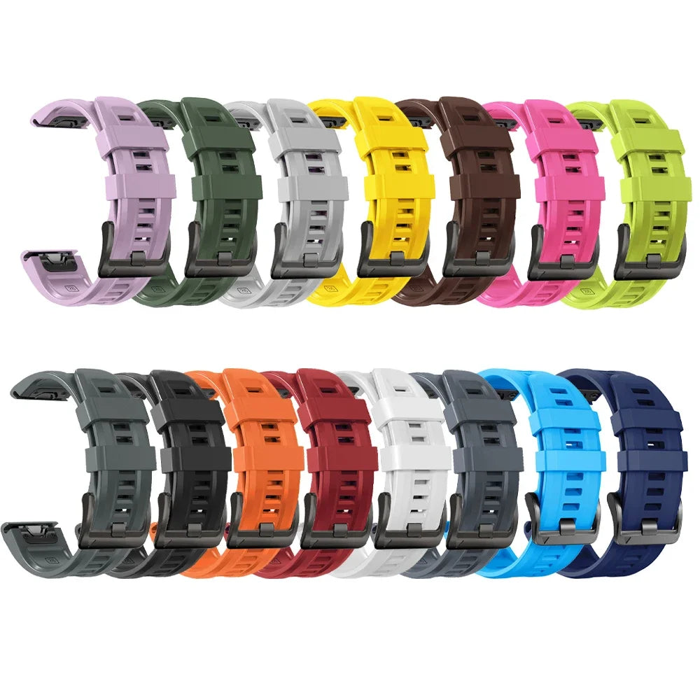 22mm 26mm Width Silicone Strap For Garmin For Garmin Forerunner 970 965 955 QuickFit Watch Band Fenix 8 7 7X Pro 6 6X 5 5X Plus