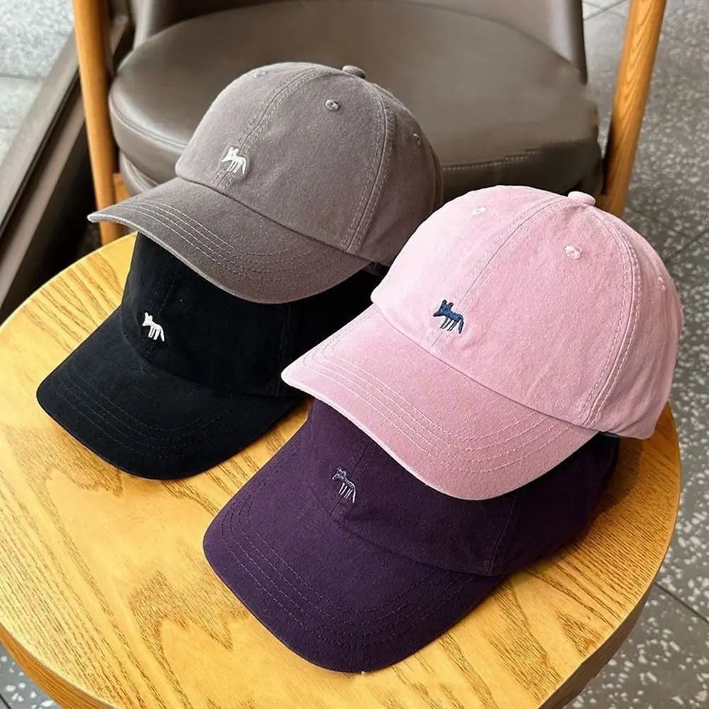 Retro Embroidered Embroidery Baseball Cap Animals Peaked Cap Canvas Baseball Hat Sunscreen Hat Cotton Sun Hat Girl
