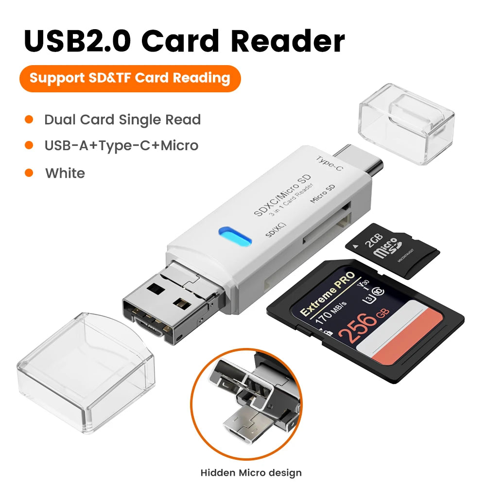 Olaf 5 In 1 Card Reader Otg Type C Micro Sd Card Reader Flash Drive Smart Memory Card Reader Usb 2.0 Tf Cf Cardreader Adapter