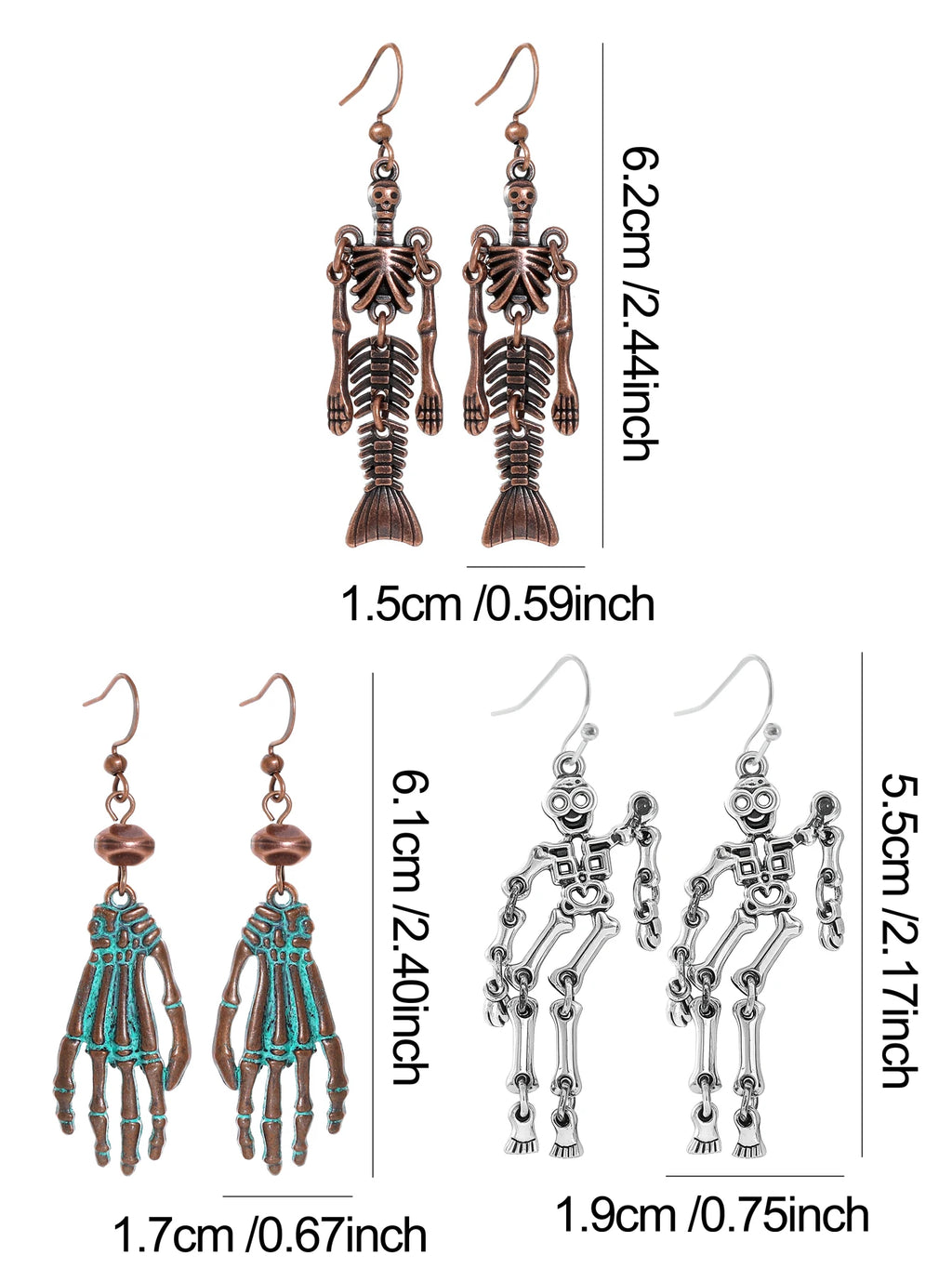 Halloween Dangle Earrings Set Creepy skull Face Mask Cobweb Imitation of Human Skeleton Creative Ear Jewelry Versatile Gifts