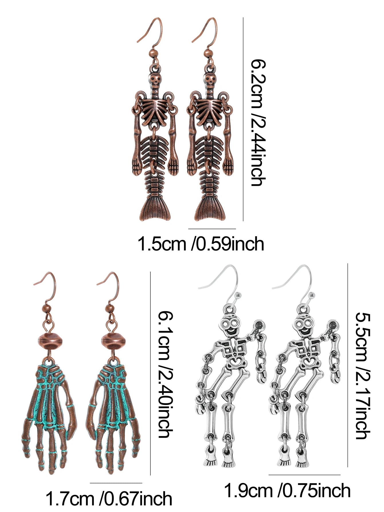 Halloween Dangle Earrings Set Creepy skull Face Mask Cobweb Imitation of Human Skeleton Creative Ear Jewelry Versatile Gifts