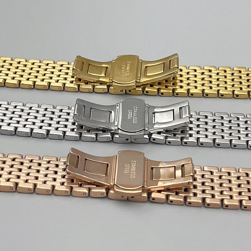 Watchband Stainless steel Bracelets 12mm 14mm 16mm 18mm 20mm 22mm Quartz Wristwatch  fold buckle watch strap accessories 6029#