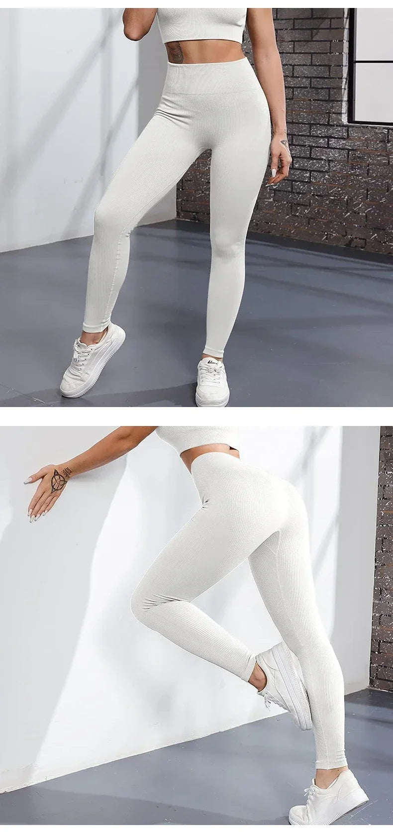 Women Thread Solid Leggings Seamless Knit Yoga Leggings Gym Workout Running Stretchy High Waist Hip Liftting Skinny Gym Tights