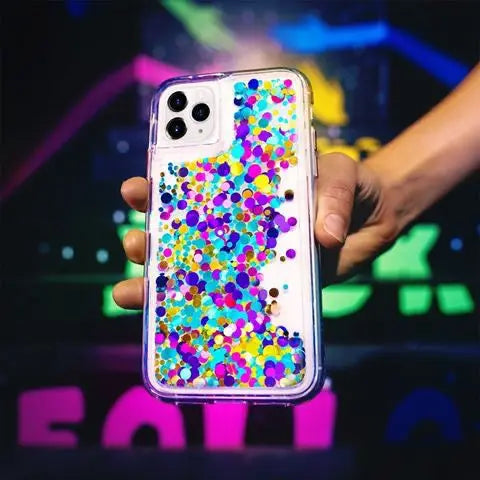 Sequins Transparent Liquid Phone Cover for iPhone 15 14 16 Pro Max Case Shell Dynamic Floating Dots Hard Funda Quicksand Carcasa