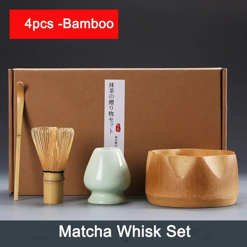 4pcs 6Pcs Handmade Home Easy Clean Matcha Tea Set Tool Stand Kit Bowl Whisk Scoop Gift Ceremony Traditional Japanese Accessories
