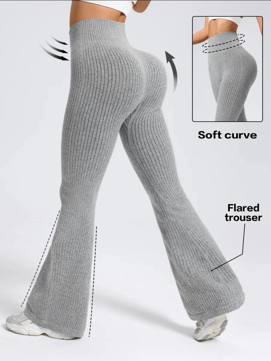 High-waisted tapered flared yoga pants, high-waisted butt-lifting fitness leggings, peach-shaped butt sports long pants, wide-le