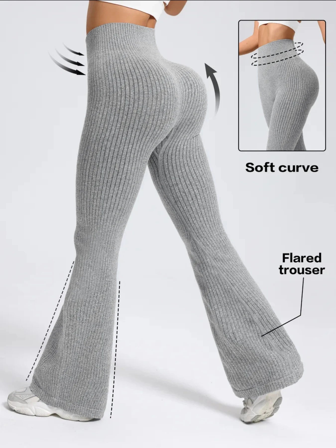 High-waisted tapered flared yoga pants, high-waisted butt-lifting fitness leggings, peach-shaped butt sports long pants, wide-le