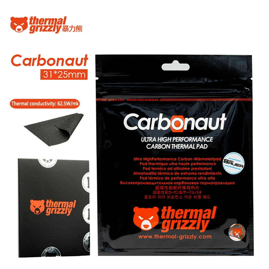 Thermal Grizzly Carbonaut 62.5W/mk Thermal Pad Reusable High Thermal Conductivity CPU/GPU Motherboard Heat Silicone Pad