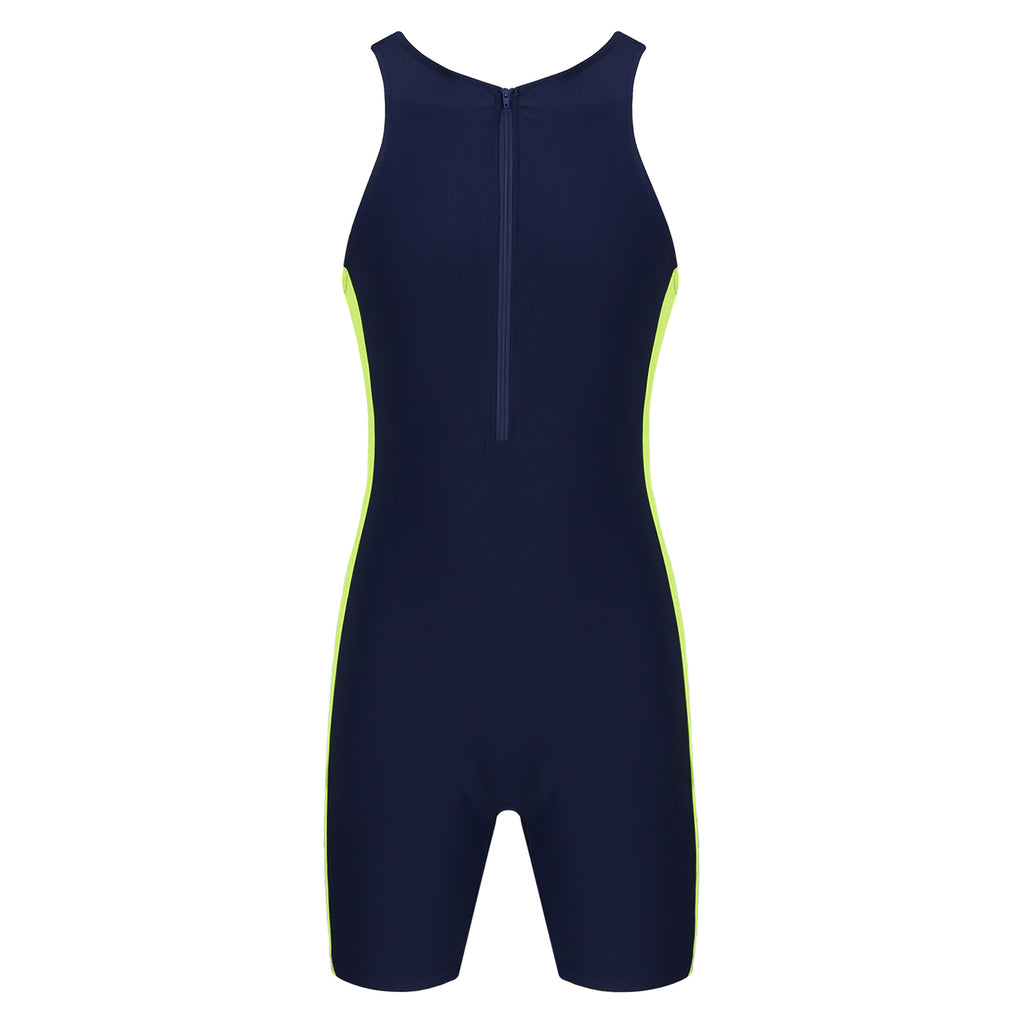 Men One-piece Swimwear Sleeveless Color Contrast Bodysuit Triathlon Wetsuit for Beach Pool Swimming Bathing Suits Male Swimsuits