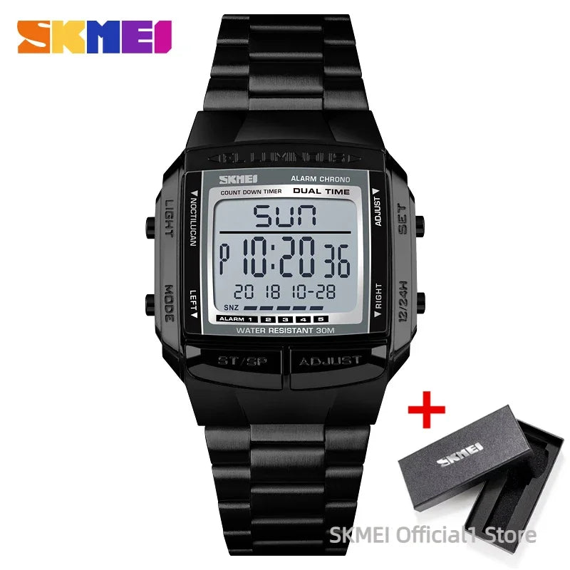 SKMEI 1381 Luxury Electronic Mens Wristwatches Waterproof LED Display Digital Watch for Men Military Sports 1328 Reloj Masculino