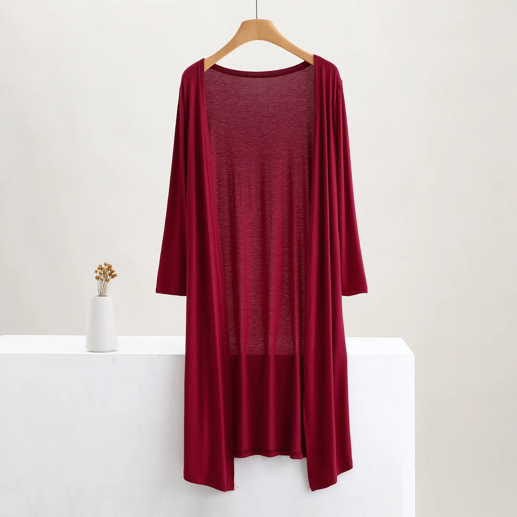 Women's Clothing Autumn Summer Cardigan Extended Modal Shawl Sunscreen Coat Air Conditioning Shirt Long Sleeve Thin Coat Sweater