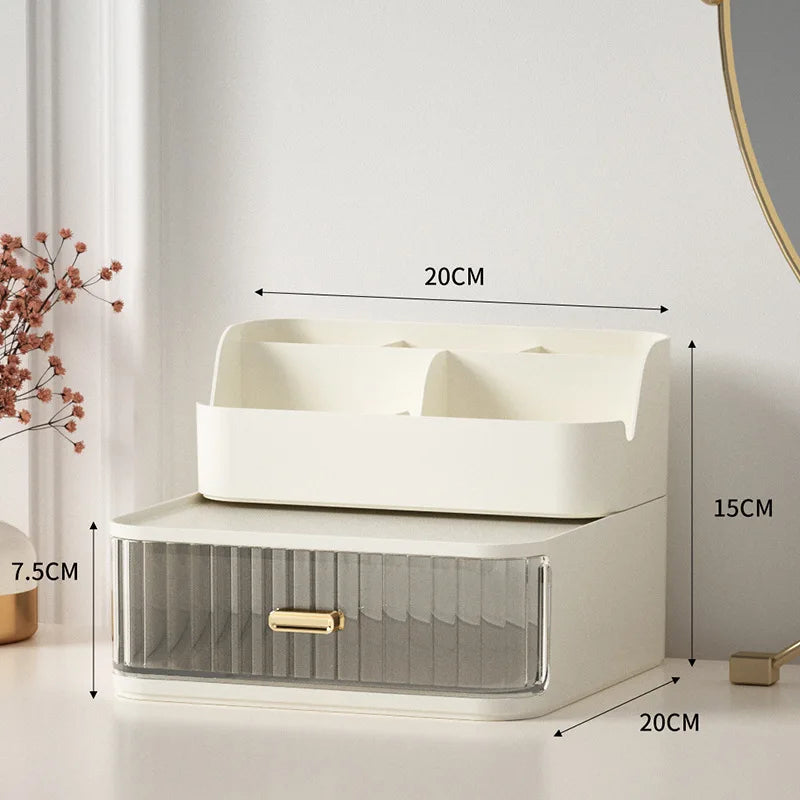 Luxury Makeup Organizer Cosmetic Storage Box Drawer Type Lipstick Skincare Makeup Brush Holder Desktop Make Up Container