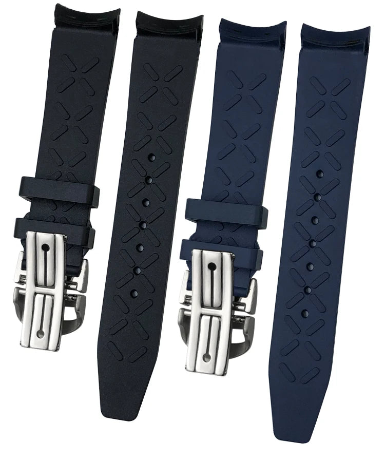 19mm 20mm Curved Rubber Silicone Watchband Fit for IWC Big Pilot Portofino Mark Black Blue Bracelets Diver Sports Watch Strap