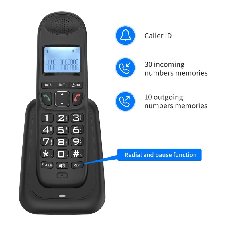 F3MA Wireless Telephone Set Fixed Landline with Caller and Number Storage Backlit