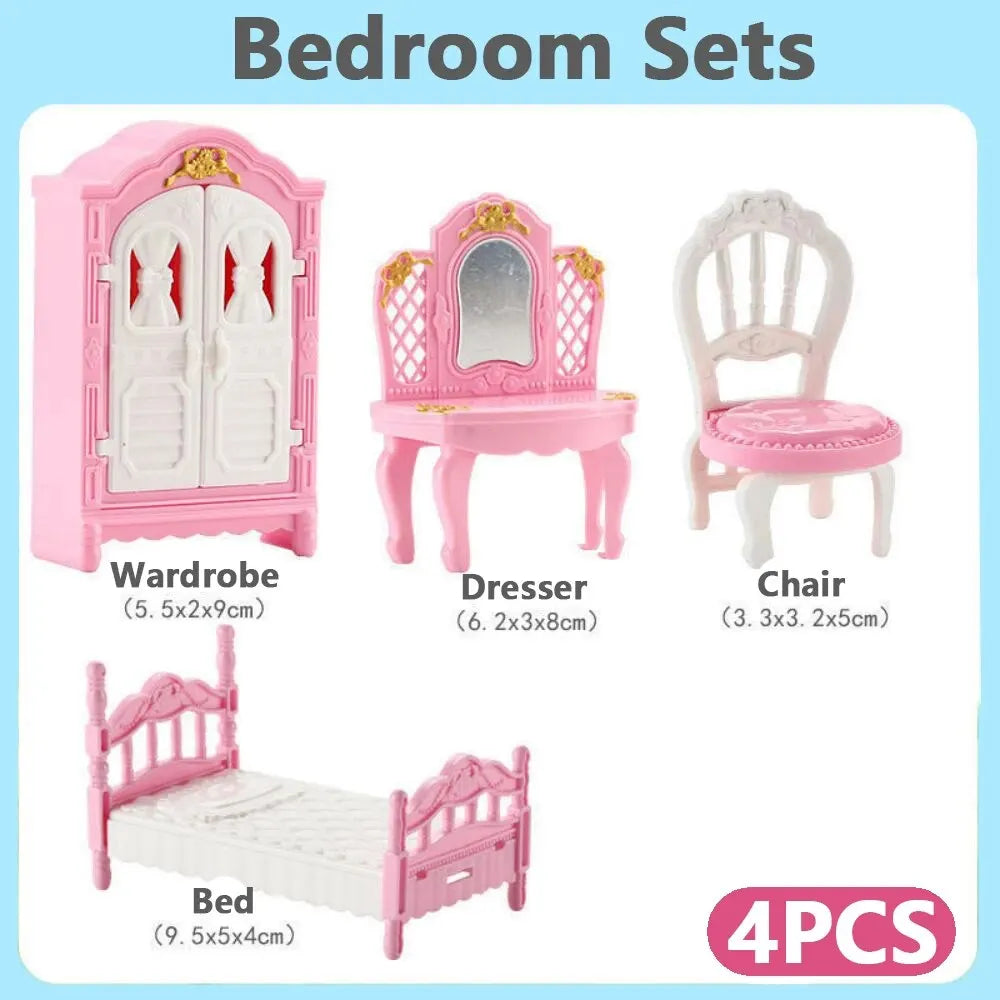 Hot Sale Cute Kawaii Pink 10 Items/Lot Miniature Dollhouse Furniture Accessory Kids Toys Kitchen Cooking Things For Girl Gifts