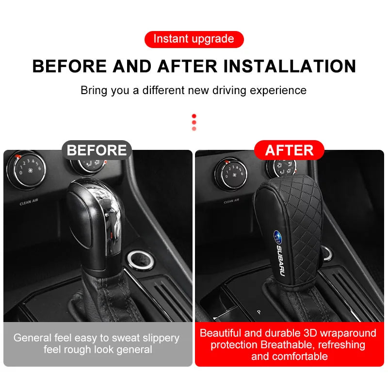 Car Shift Handle Cover Leather Shift Knob Decor Protective For Subaru Impreza Forester Outback Legacy Crosstrek XV Leone WRX BRZ