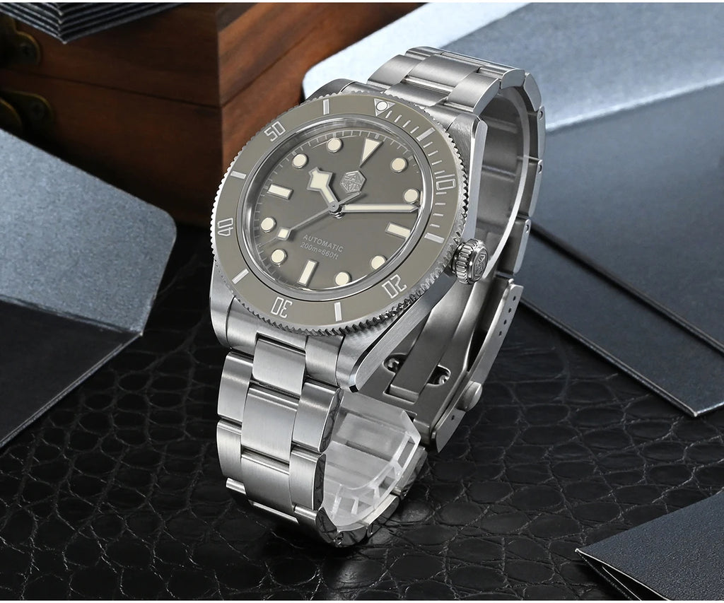 San Martin 40mm Vintage Diver Luxury Men Wristwatch Brand Classic BB58 PT5000 Automatic Mechanical Watches Sapphire 20Bar SN0008