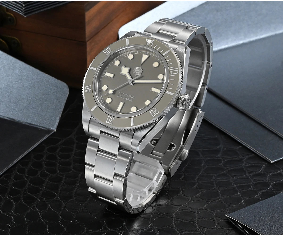 San Martin 40mm Vintage Diver Luxury Men Wristwatch Brand Classic BB58 PT5000 Automatic Mechanical Watches Sapphire 20Bar SN0008