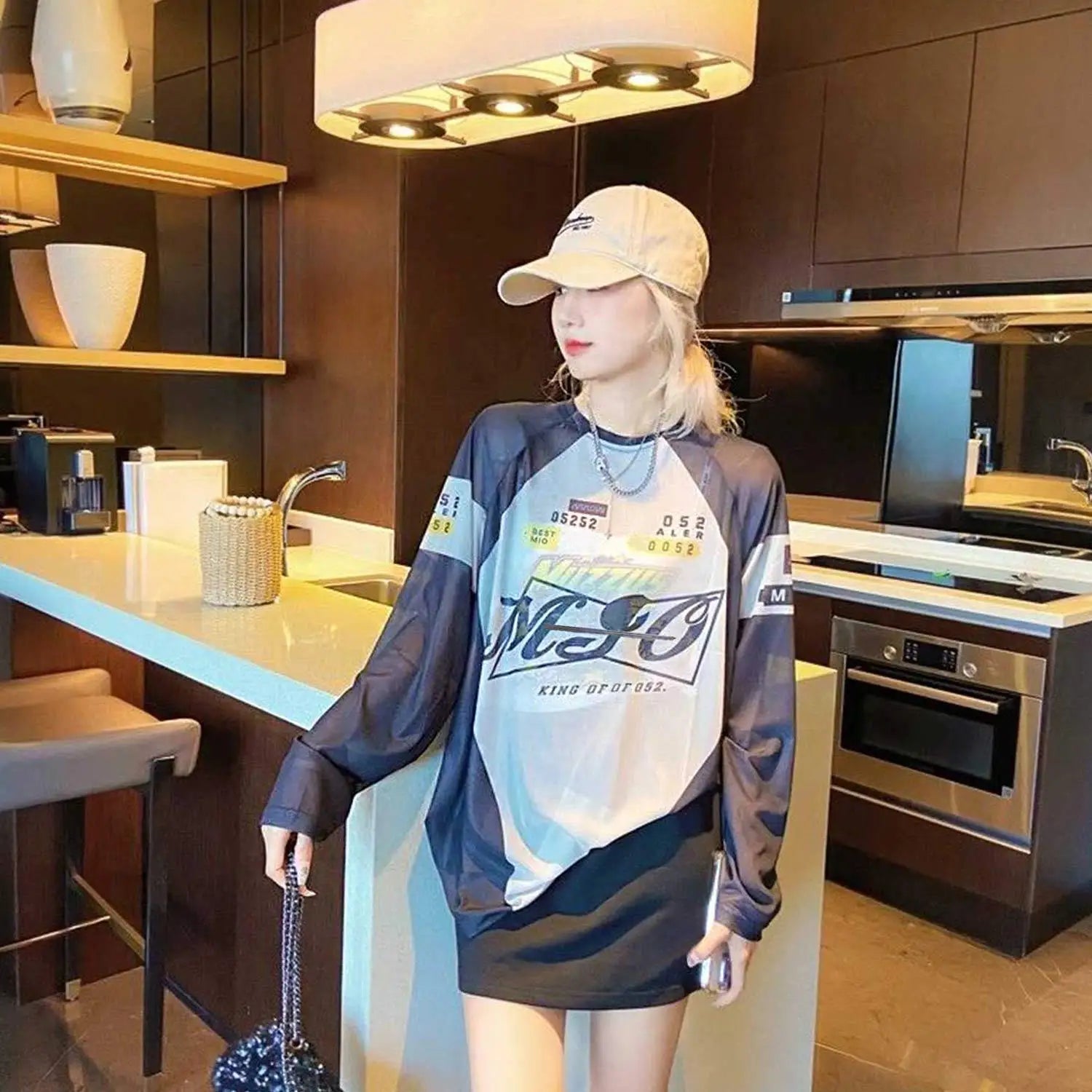 Sunshield Mesh T-Shirt Women's Base Layer Elegant Innerwear Summer Long-Sleeve Thin Cover-Up 2025 New Street Style Collection