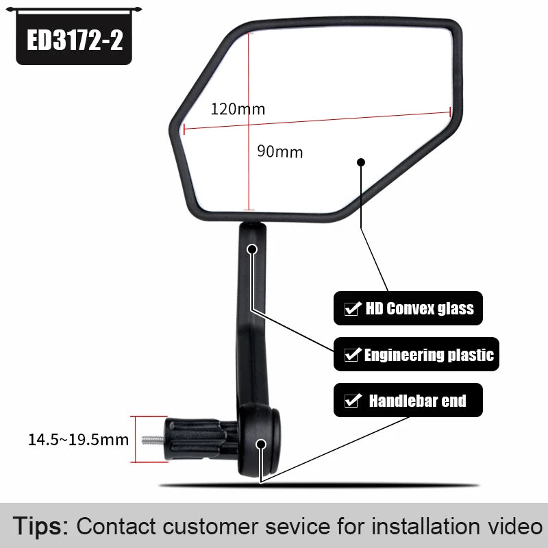 EASYDO Bicycle Mirror Universal WideRange 360° Adjustable Rearview Mirror Electric Scooter Convex Glass Durable Bike Accessories