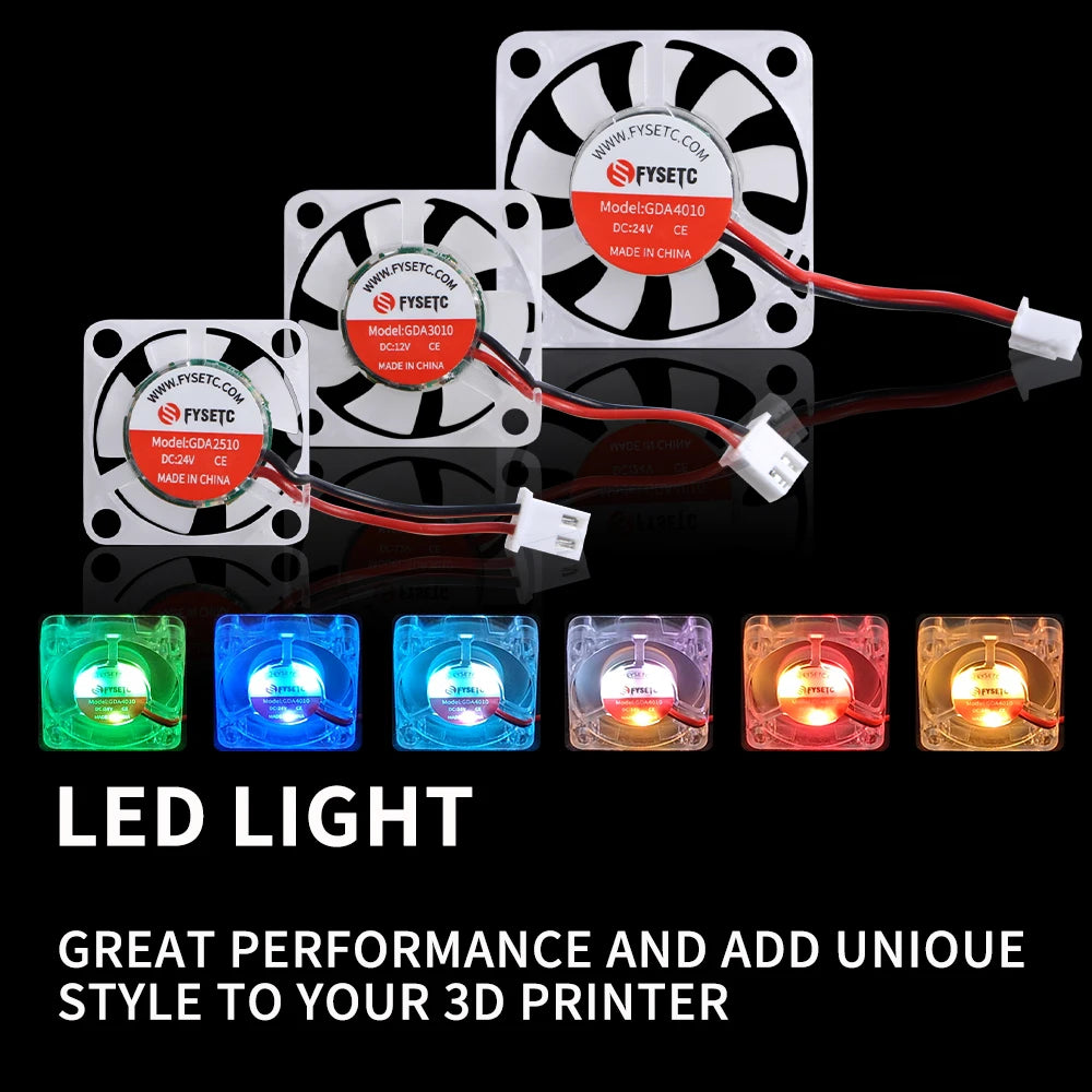 LED 4010/3010/2510 12V/24V FAN RGB High Cooling Performance 3D Printer Fan for Prusa Emder Voron Vzbot