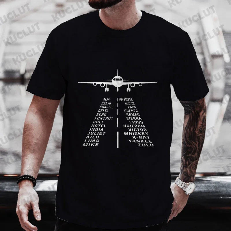 Airplane Travel Women Men T Shirt Summer Tops Women Men's Tops Funny Pilot Tee Aviation Alphabet Shirt Mens T Shirt Male Clothes