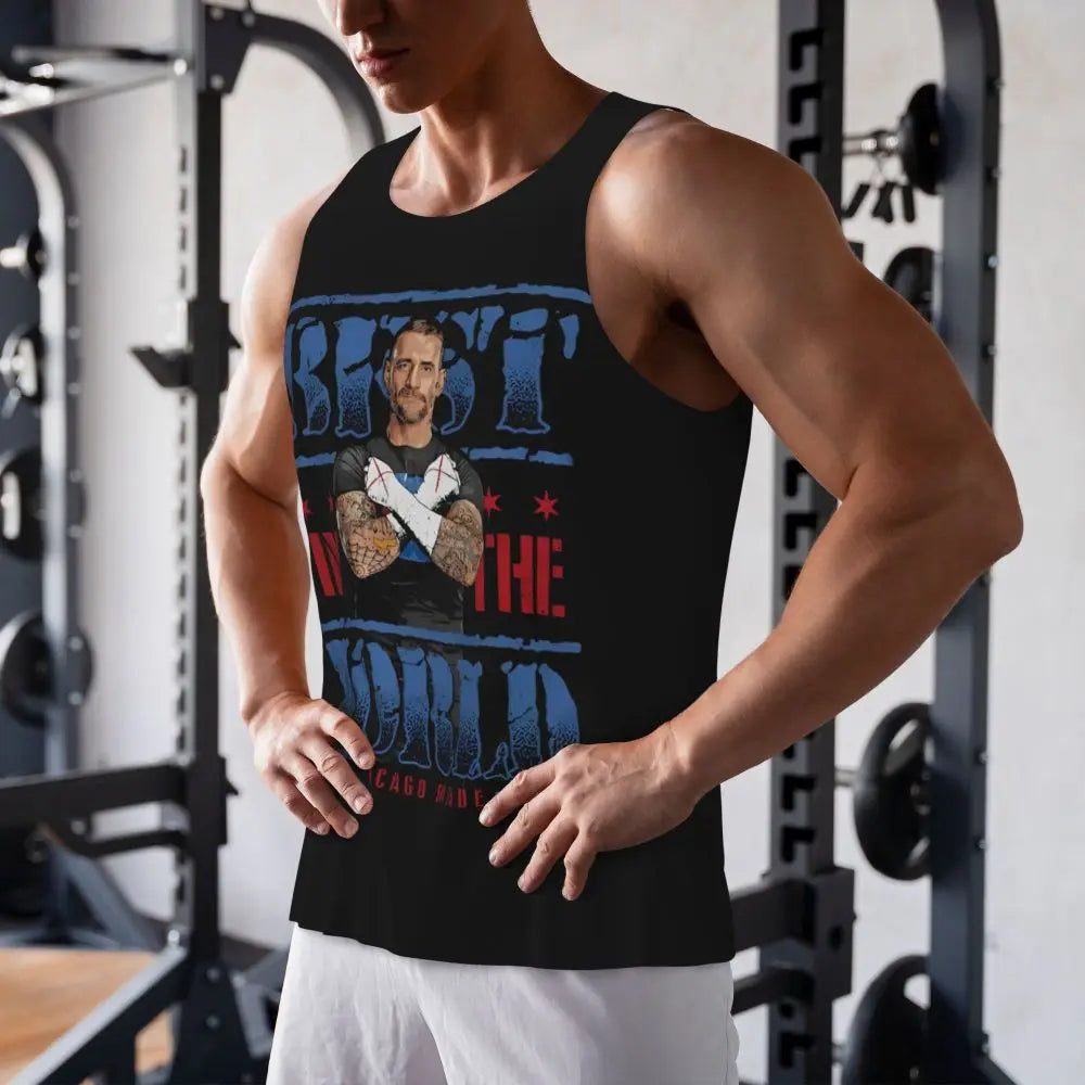 Graphic Wrestling CM Punk Best In The World Workout Tank Tops Sleeveless Shirt Bodybuilding Fitness Gym Compression Vest