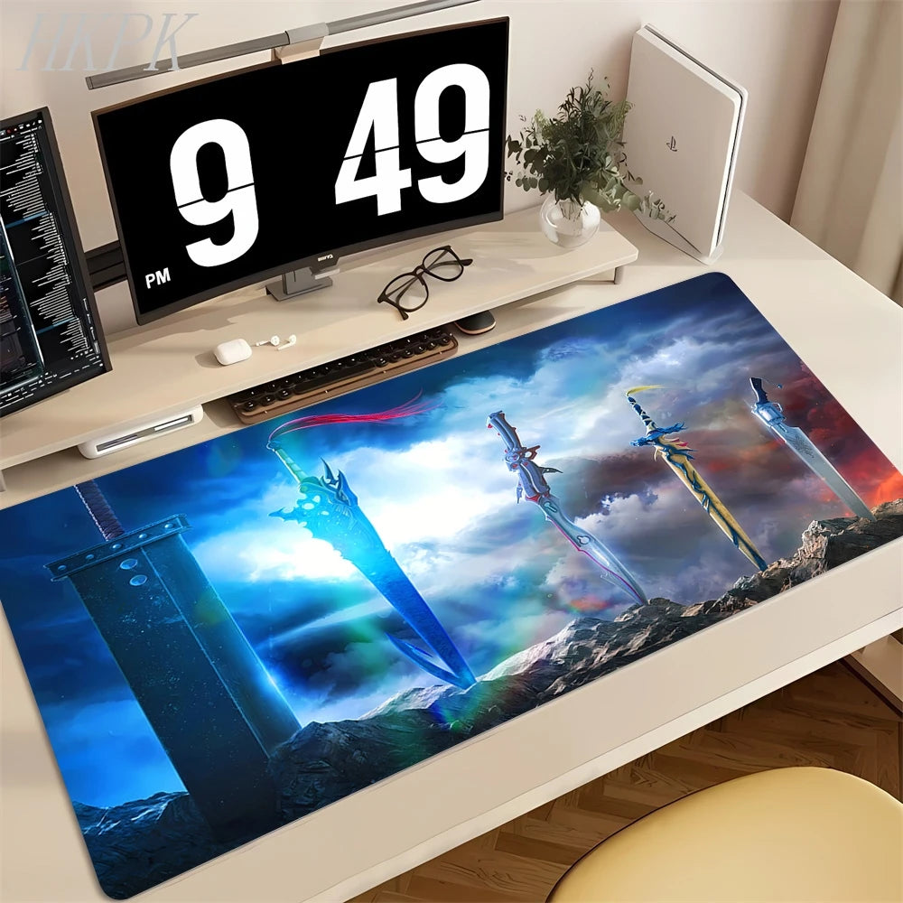 Playmat Final Fantasy Aerith Tifa Natural Rubber Deskmat Stitched Edges Mousepad Gaming Table Office Accessory Game Mouse Mats