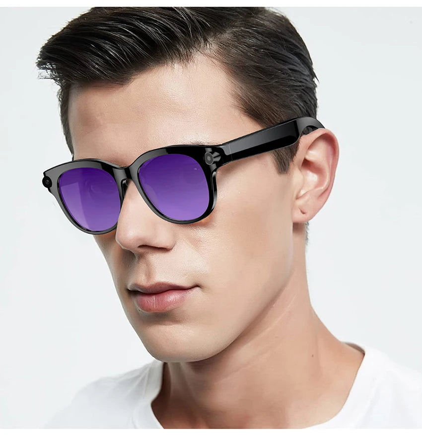 Lenovo AI Remote Control Touch Smart Glasses with Photo Camera Recording Translator Voice Assistant Music Bluetooth Sunglasses
