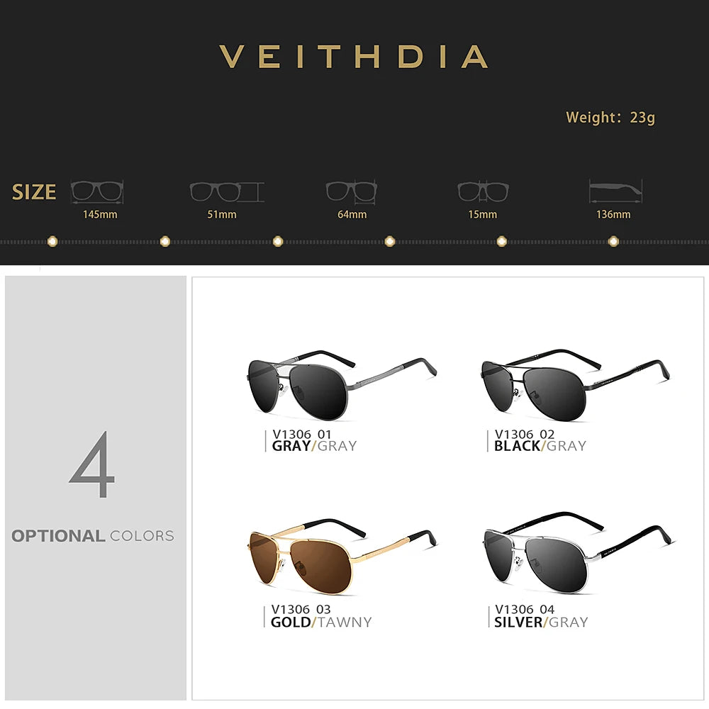 VEITHDIA Brand Sunglasses Men Polarized UV400 Sun Glasses Outdoor Sports Driving Male Women Eyewear Accessories For Female 1306