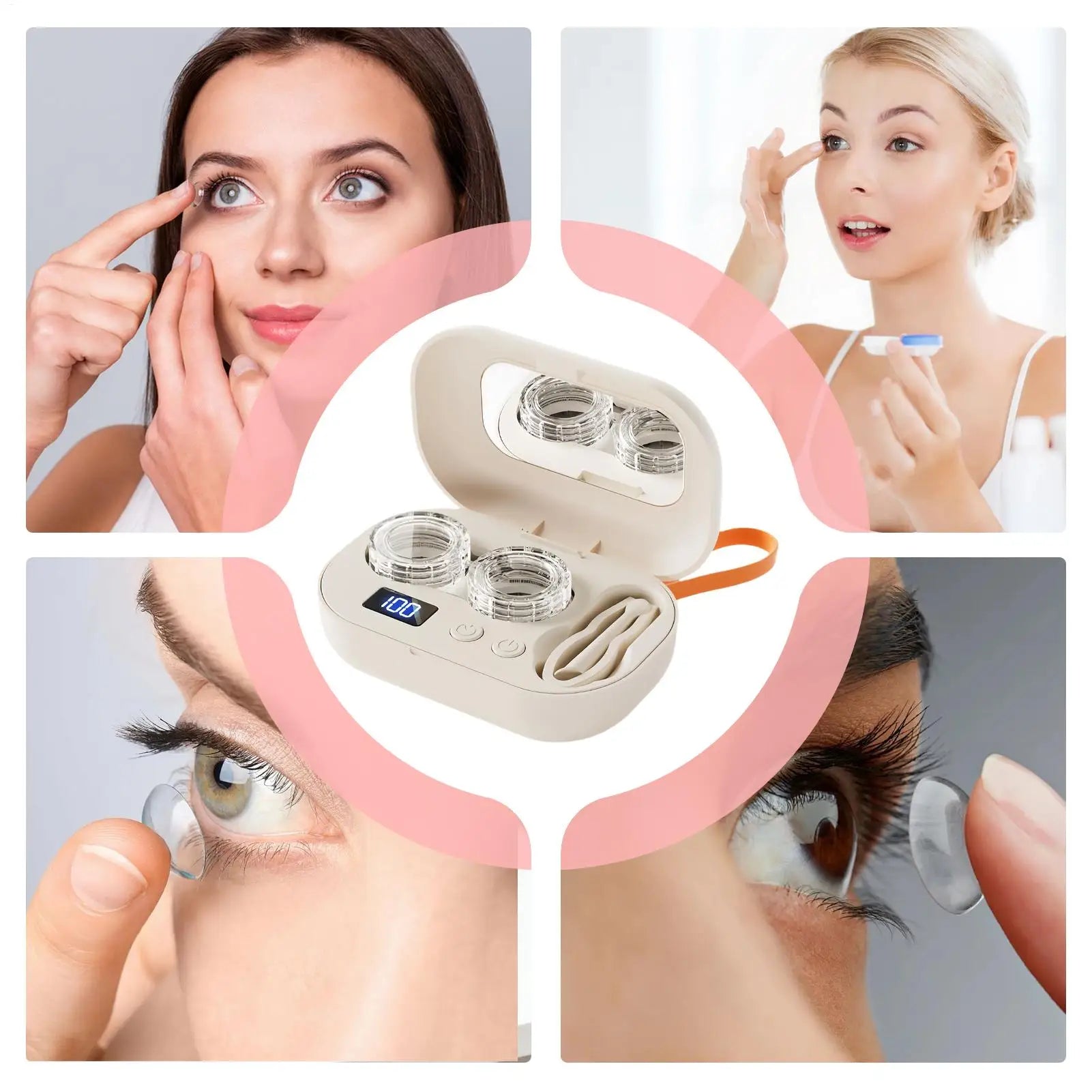 Travel Contact Lens Case Kit, Ultrasonic Portable Electric Home Supplies Cute Contact Lens Case for Outdoor Fitness Travel Home