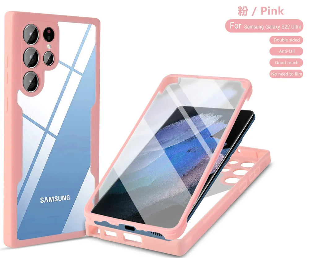 360 Clear Phone Case for Samsung Galaxy S24 S22 S25 Ultra Plus S23 FE A05S A54 A16 A06 A36 A56 A26 creen Full Protection Cover