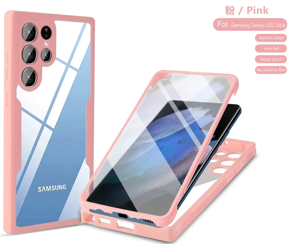 360 Clear Phone Case for Samsung Galaxy S24 S22 S25 Ultra Plus S23 FE A05S A54 A16 A06 A36 A56 A26 creen Full Protection Cover