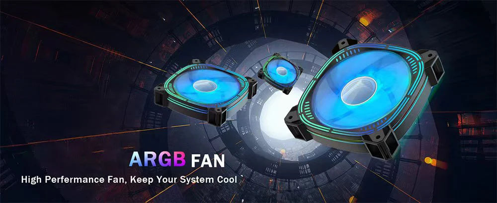 High Performance Case Fan 120mm ARGB PC Fans 4pin PWM Silent Computer Fan Infinite Mirror Cooling Fan 12V Chassis Fan